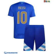 Fotballdrakt Barn Argentina Lionel Messi #10 Bortedraktsett Copa America 2024 Kortermet (+ Korte bukser)